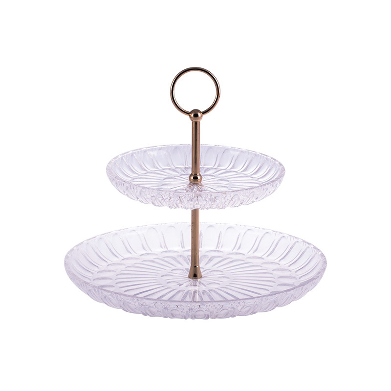 Creative Embossed Design Snacks Fruit Tray Multilayer Plastic Dessert Cake Plate