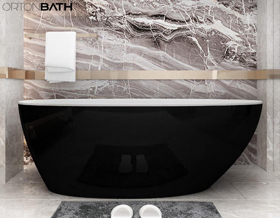 Акриловая ванна Ortonbath овальная черная с гидромассажем