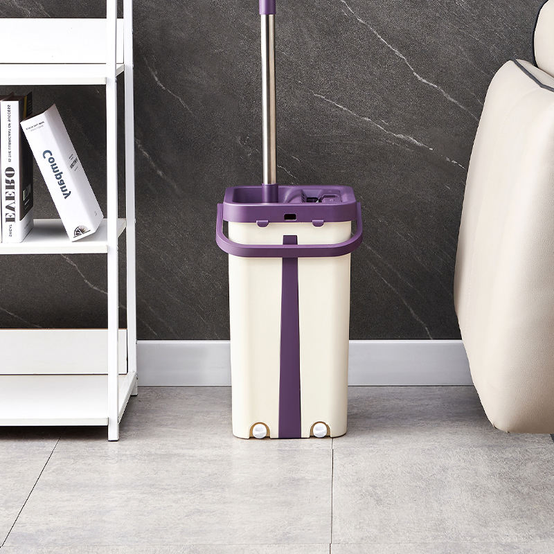 Microfiber Flat Floor Cleaning Tool Kit Wet/Dry Spin Quick Cleaner Mop Lazy Person's Magic Rectangle Cotton Mop with Steel Pole