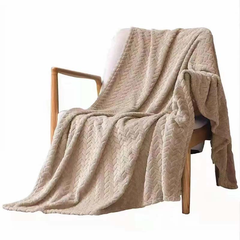 Polyester Luxury Fancy Warmly Embossing Flannel Fleece Fake Fur Blanket of Throw
