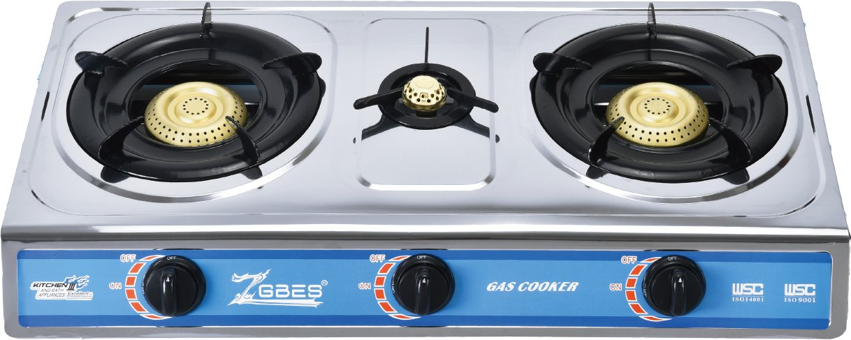 Premium Stainless Steel 3 Burner Gas Cooker for Home Kitchens