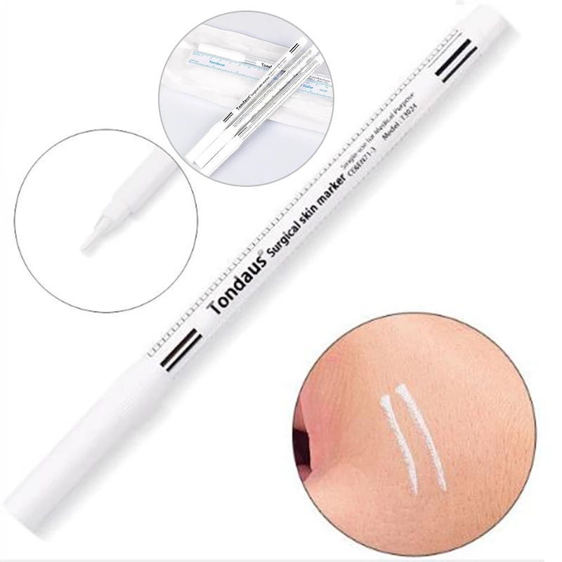 2 Heads White Ink Surgical Eyebrow Tattoo Skin Marker Pen Tattoo Marker