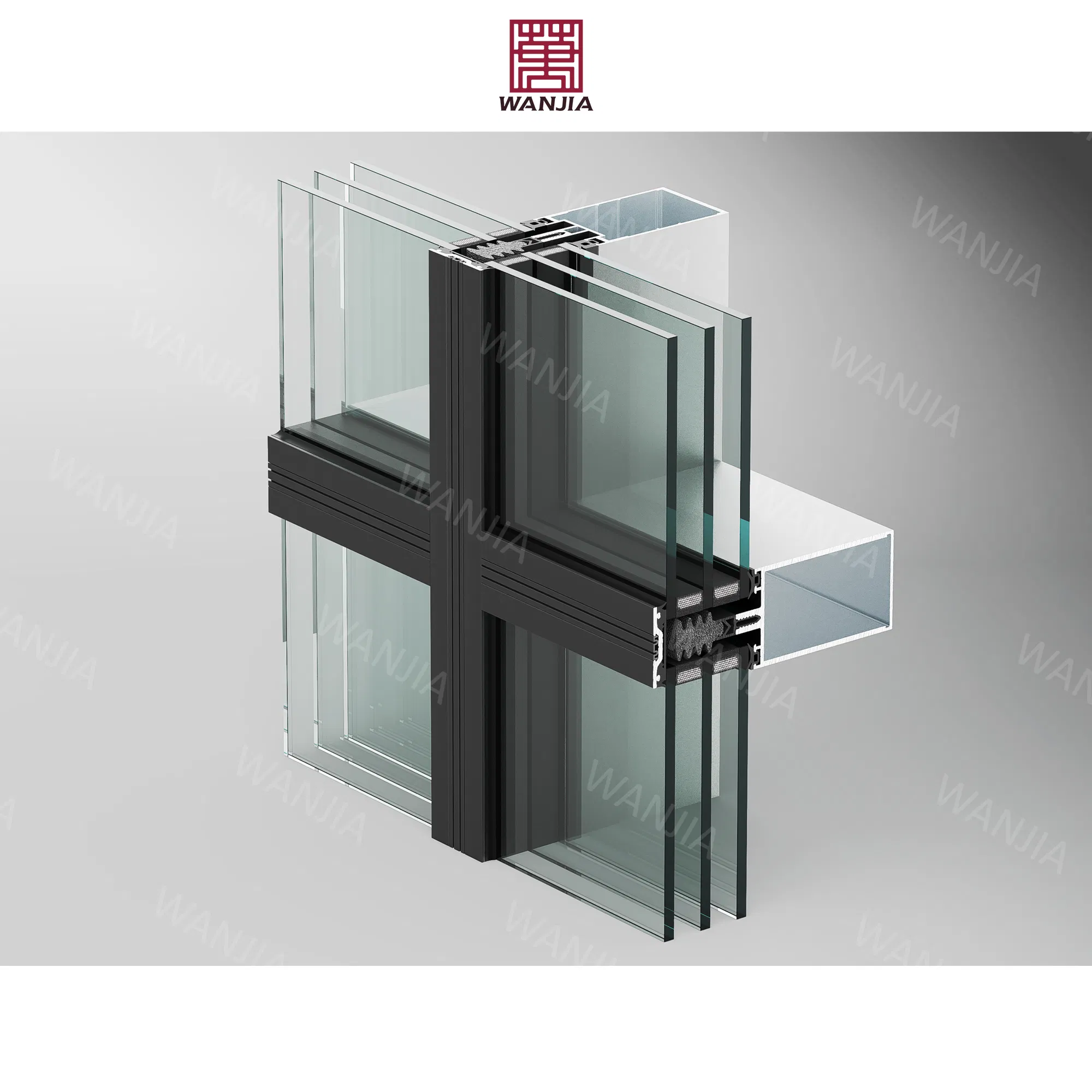 Premium Double Mirror Glass Aluminum Curtain Wall for Commercial Buildings