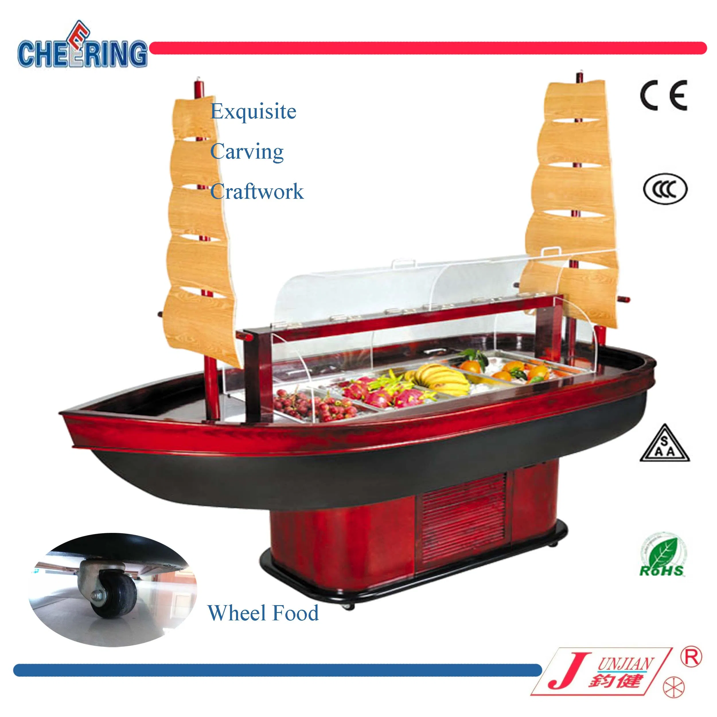 Restaurant Equipment Fan Cooling Wooden Salad Bar Refrigerator with Ce