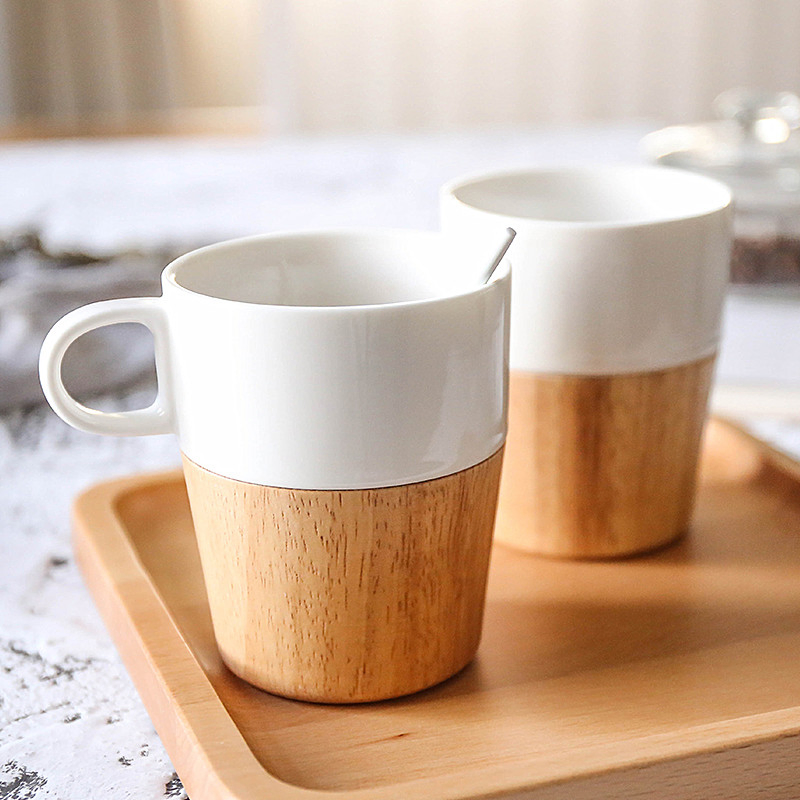 Wooden Mug with Handle Wooden Cup with Ceramic