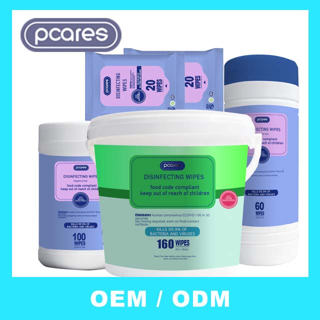 Custom OEM Adults Household Antiseptic Antibacterial Disinfectant Cleaning 75 Alcohol Wipes