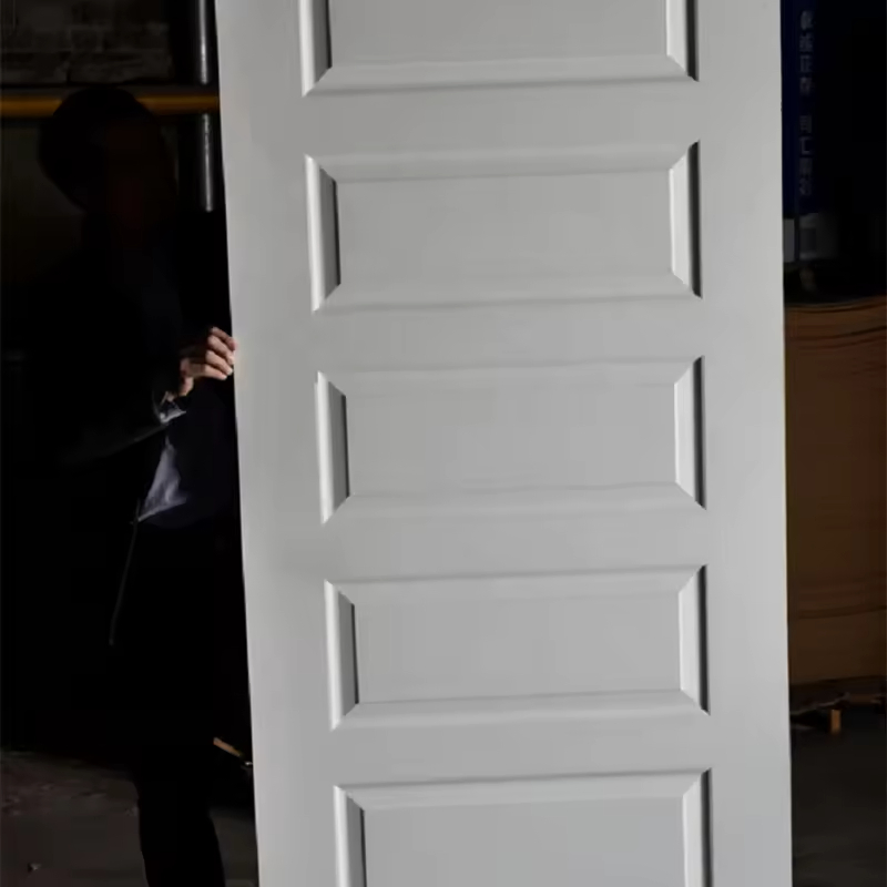 5 - Panel Modern Classical Design White Primer Coated Wood Interior Door