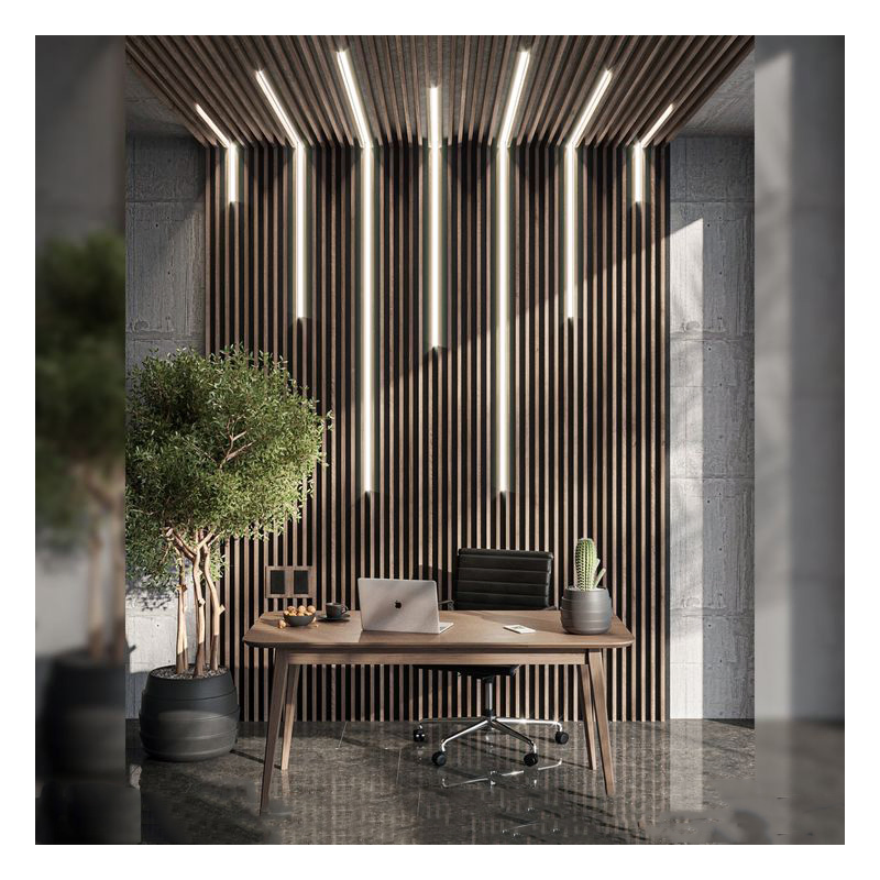 3D Soundproof Fluted Decorative Panels MDF Polyester Fiber Acoustic Wood Slat Wall Panel