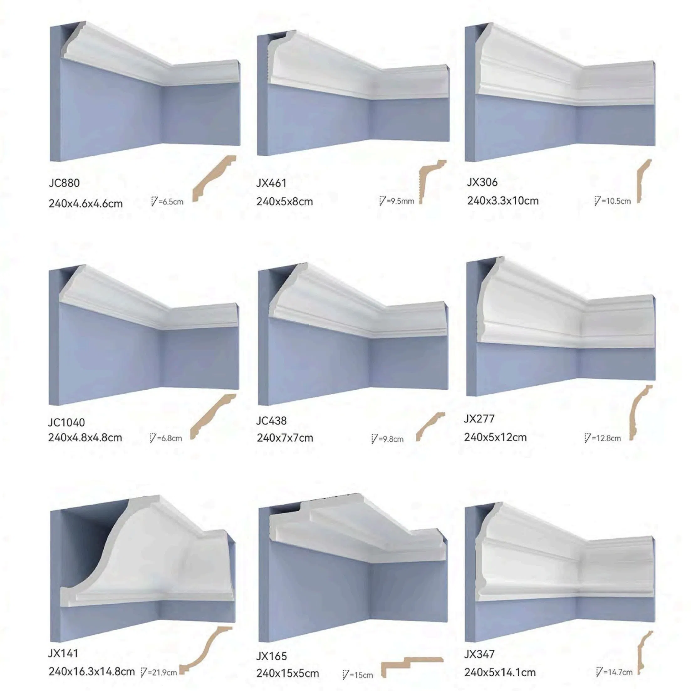 Primed PS Crown Mouldings Wall and Ceiling Decorative Finger-Jointed Moldings