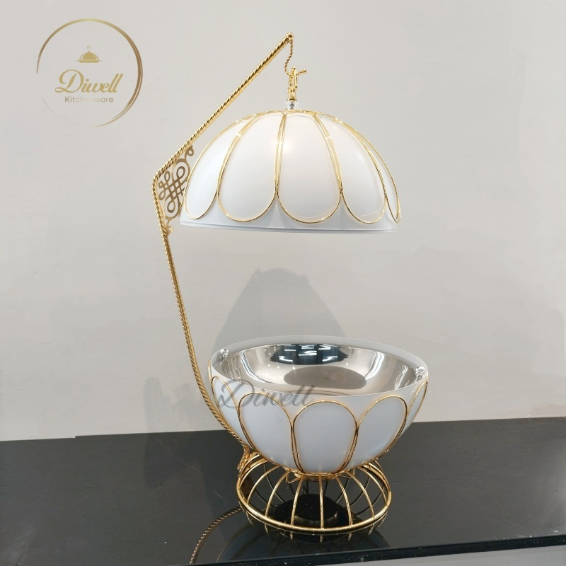 Luxury Hanging Chafing Dish with Hanging Lid White & Gold Crown Buffet Warmer Hotel Banquet Food Warmer Chafer