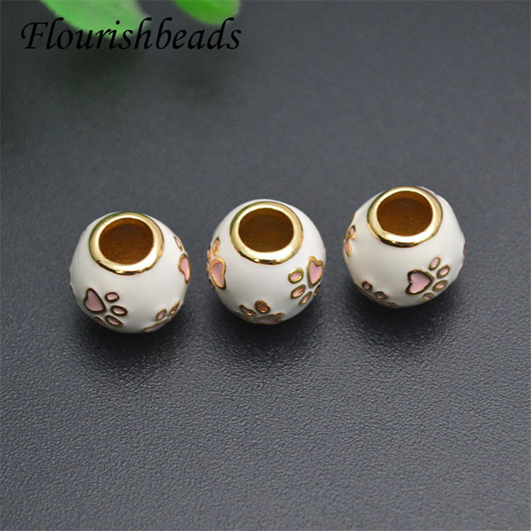 Supplies Gold Plating White Enamel Claw Shape Tube Spacer Beads for Bracelet