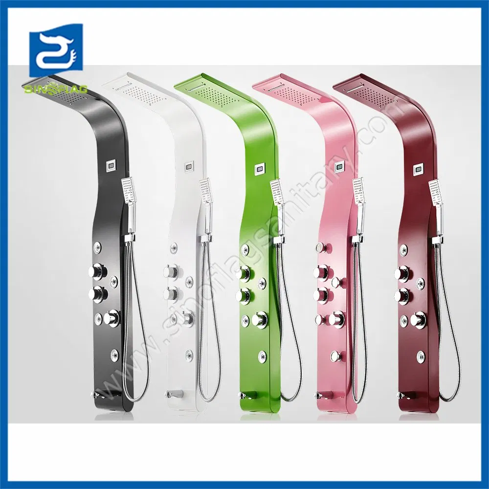 304 Stainless Steel Pink Color Shower Panel with Digital Temperature Display