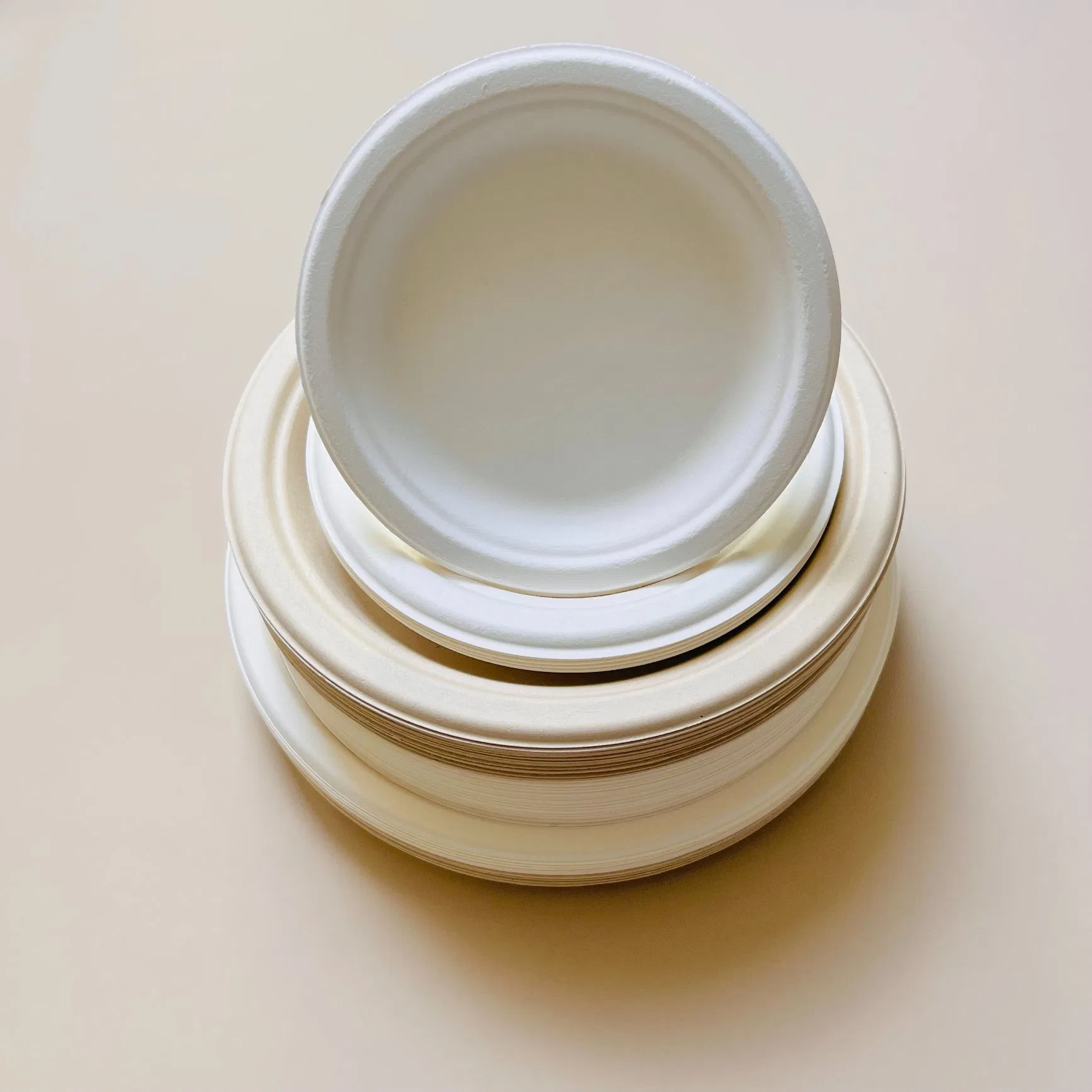 Biodegradable Sugarcane Bagasse Tableware Dish Carry-out Tableware Takeaway Compostable Sugarcane Food Container Pulp Fiber Round Disposable Paper Plate