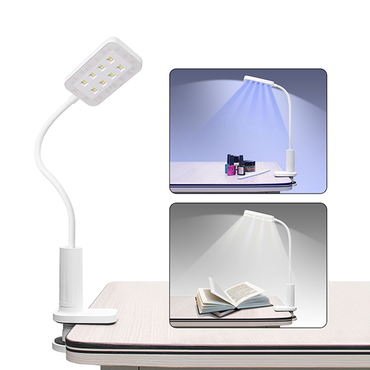 Dual Use Nail Lamp Wih Gooseneck and Clamp, Portable UV LED Nail Light for Curing Acrylic Nails Gel, and Lighting (USB Plug)
