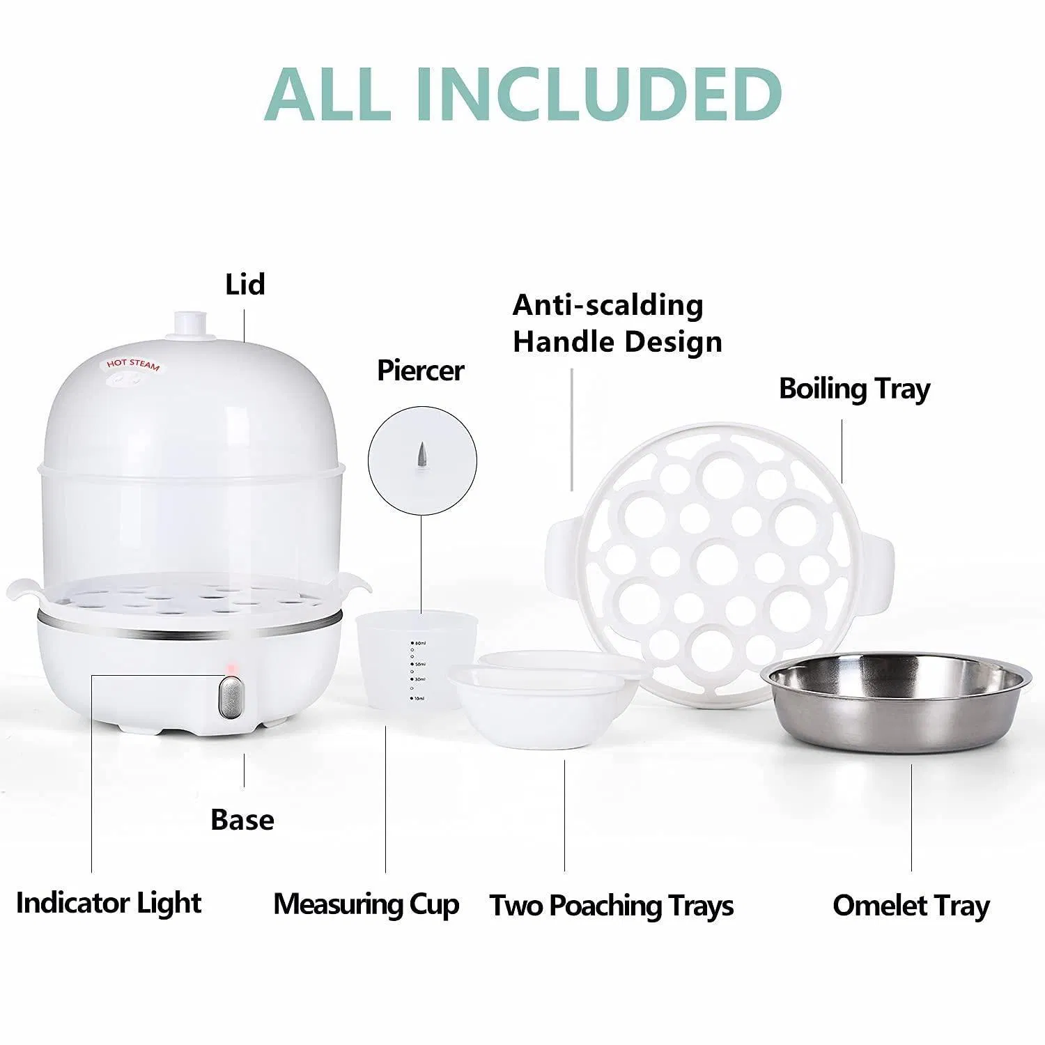 Hot Sale Omelets Poached 14-Capacity Hard Boiled Egg Maker Poacher Cooker Boiler