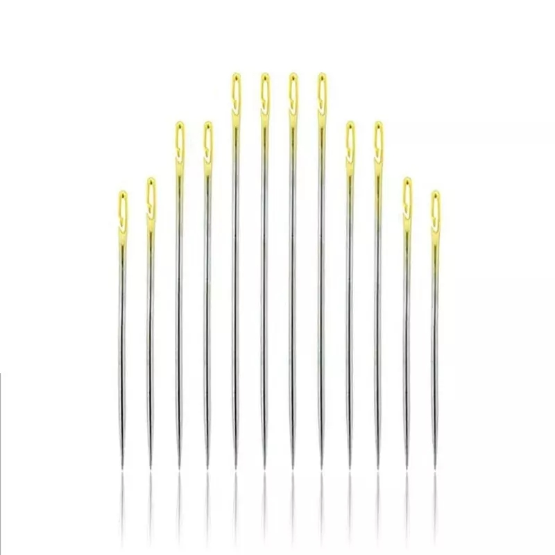 12PCS Sharp Sewing Self-Threading Needles Blind Needle House Hand Sewing Needles Set