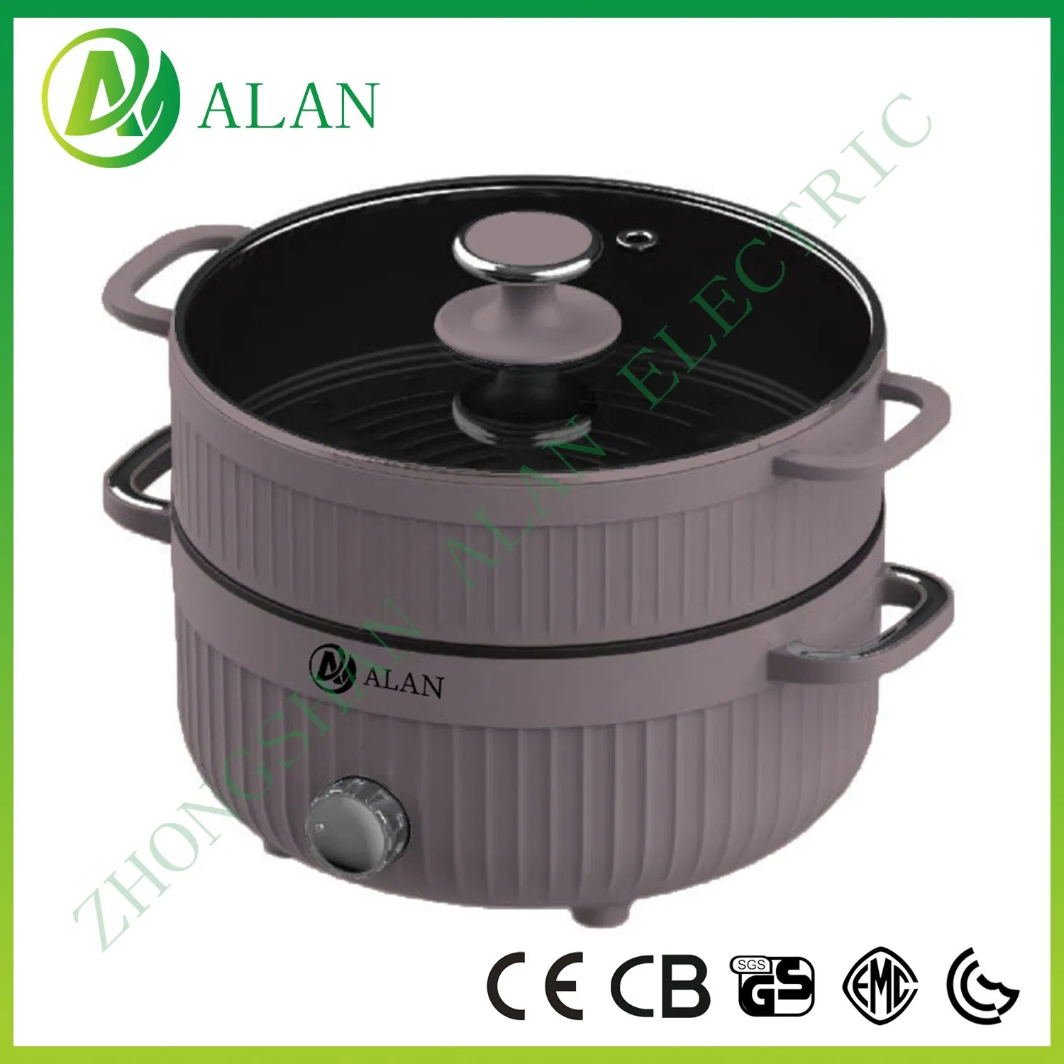 Single Switch Control Private Model Electric Two-Flavor Hot Pot Cooker with Steamer