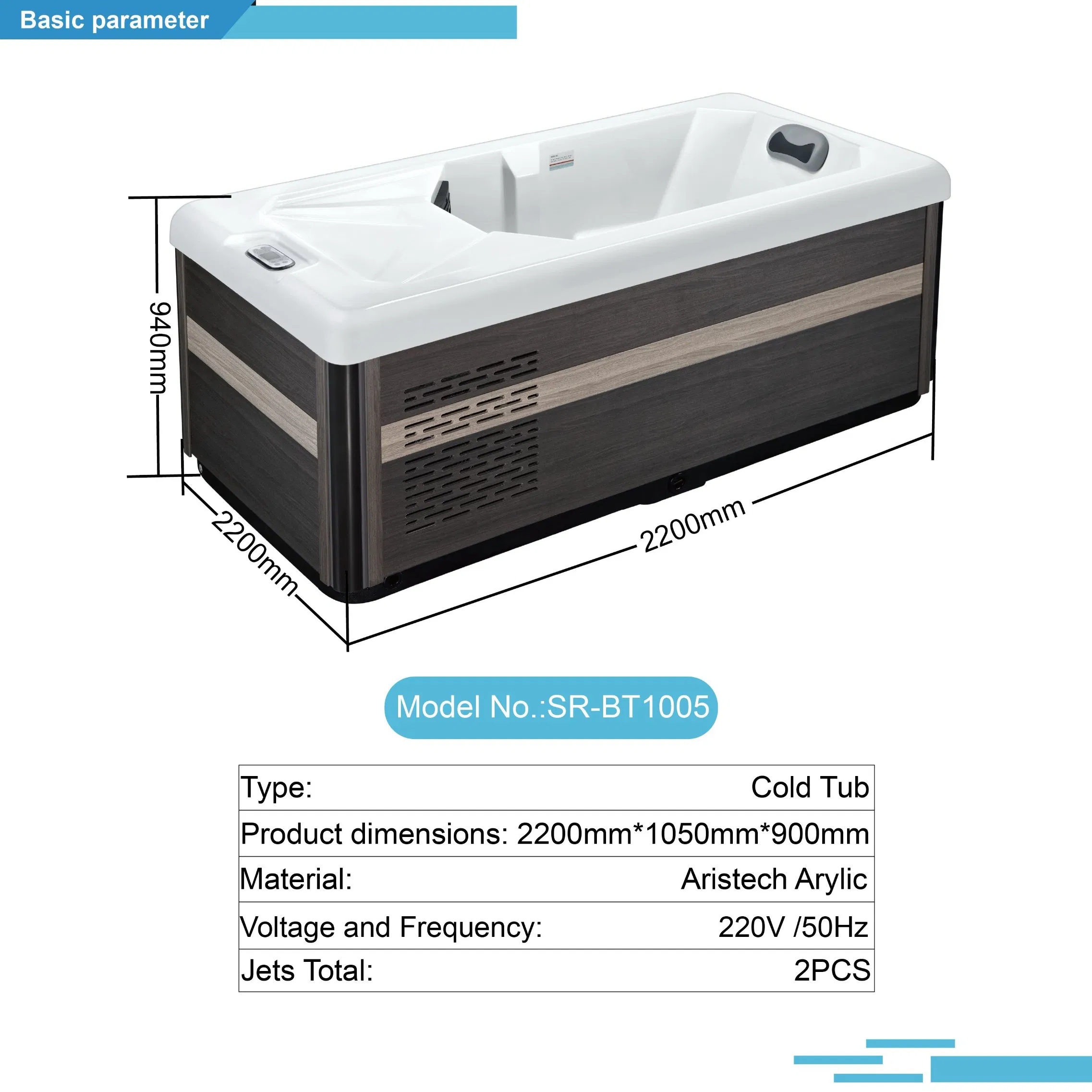 Коммерческая ванна для ледяного погружения с охлаждением до 5℃