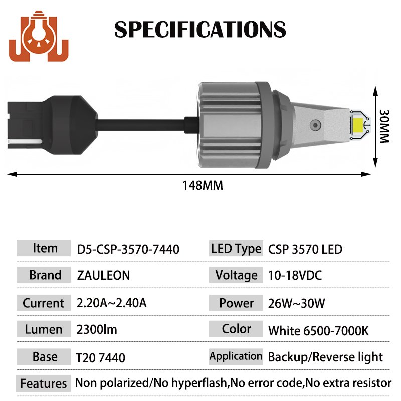 Светодиодная лампа заднего хода 7440 без помех