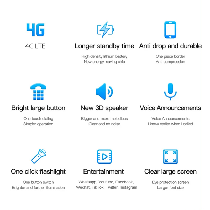 Кнопочный телефон 2.8 дюйма 4G с камерой