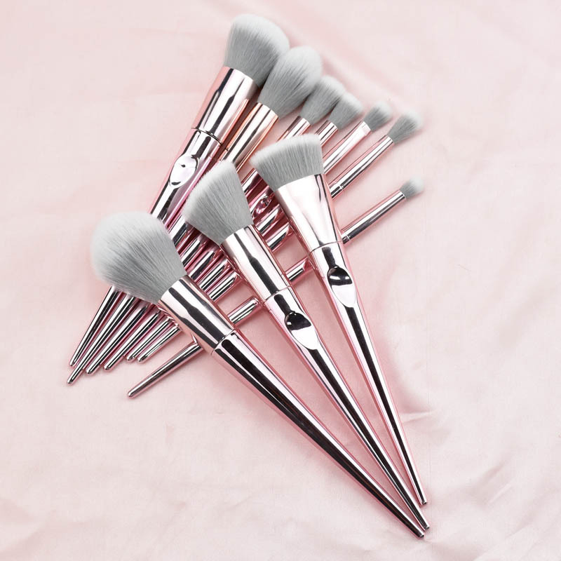Bright Rose Gold Pink Glitter Private Label Professional Customize Makeup Brushes