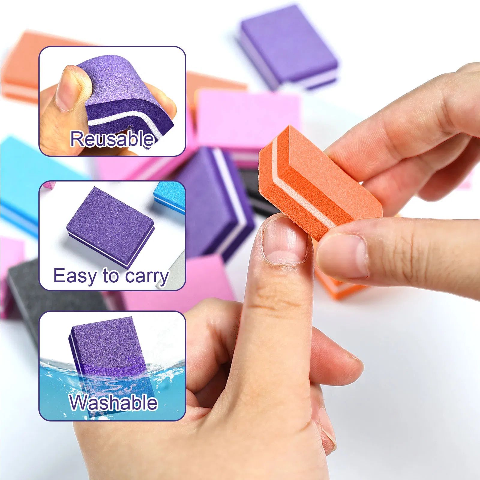 Portable Double Sided Sponge Nail Polishing Mini Nail Buffer File