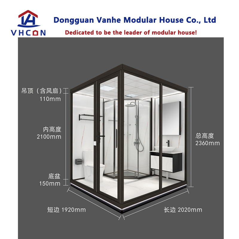 Low Price Luxury Portable Modular Shower Unit Indoor Prefabricated Complete Hotel Toilet Bathroom Pod for China