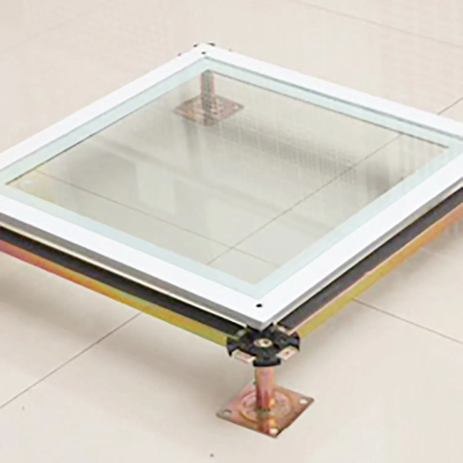 Antibacterial High Transparent Anti-Static Glass Floor Parquet Flooring Tile Calcium Sulfate Raised Access Floor for Electrical Factory/Computer Room/Bank