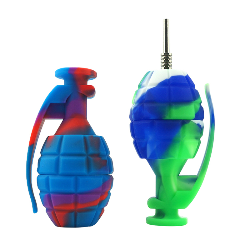 Mixed Colored Grenade Titanium Nail & Jar Silicone Nectar Collector