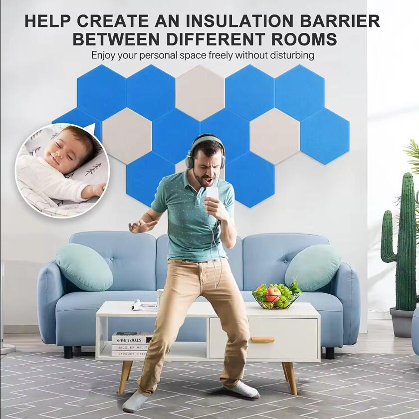 High Density Felt Sound Proof Indoor for Kids Decorate Self-Adhesive Hexagon Board Pet Acoustic Panels