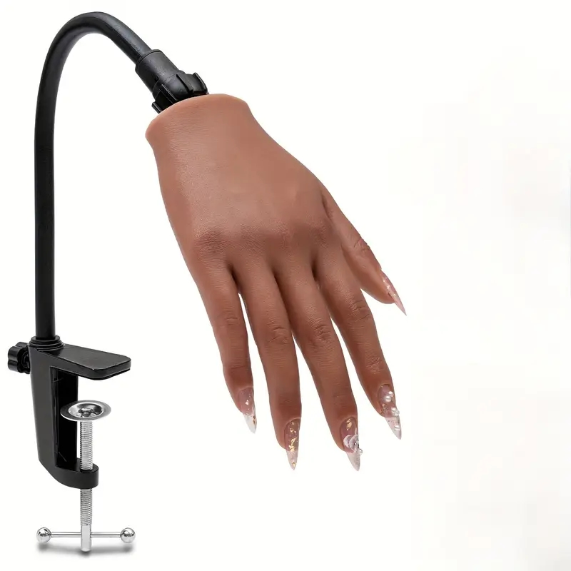 Nail Art Practice Hand Silicone Realistic Training Painted Model Display Bracket Fake Nail Tool