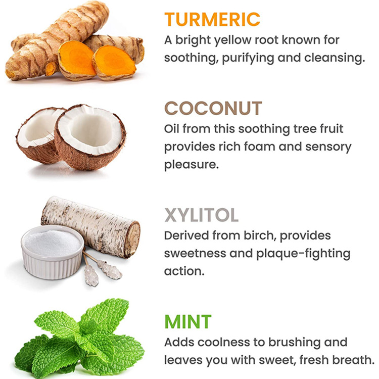 Natural Herbal Turmeric + Coconut Oil Whitening Antiplaque Toothpaste