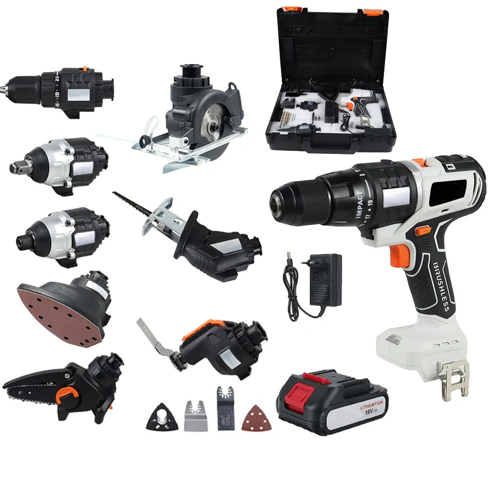 Glgw Multi Functional Rechargeable 20V Lithium Battery Powered Electric Tools Set Cordless 10 in 1 Power Tools Combination Kit