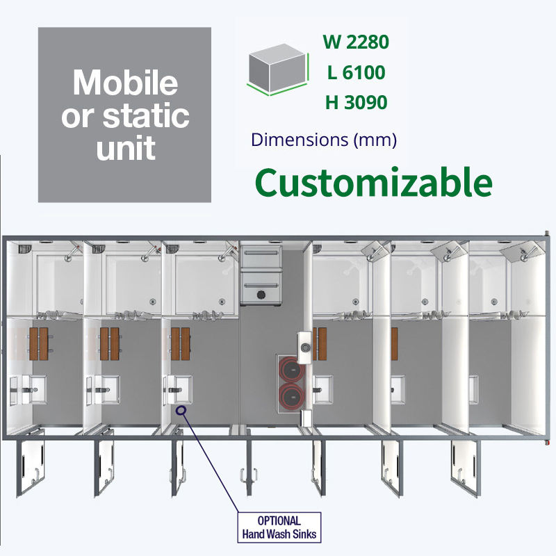 Portable Luxury Bathroom Trailer with Shower and Toilet Prefabricated for Weddings Mobile Shower Trailer