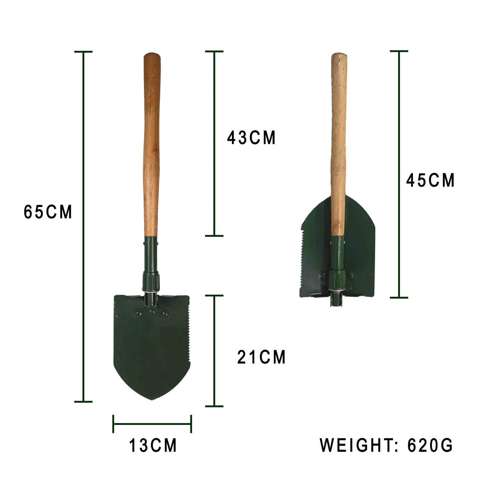 Tool Hardwood Handle Shovel Folding Camping Shovel for Hiking Gardening