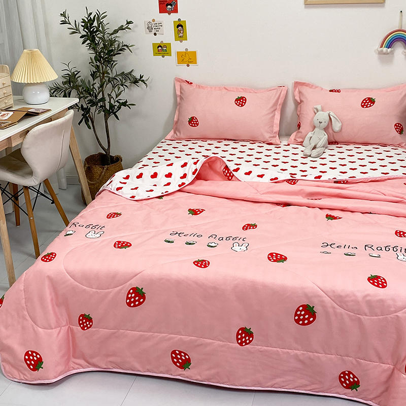 Home Collection Decorative Bed Single Pink Strawberry Heart Summer Bedspread