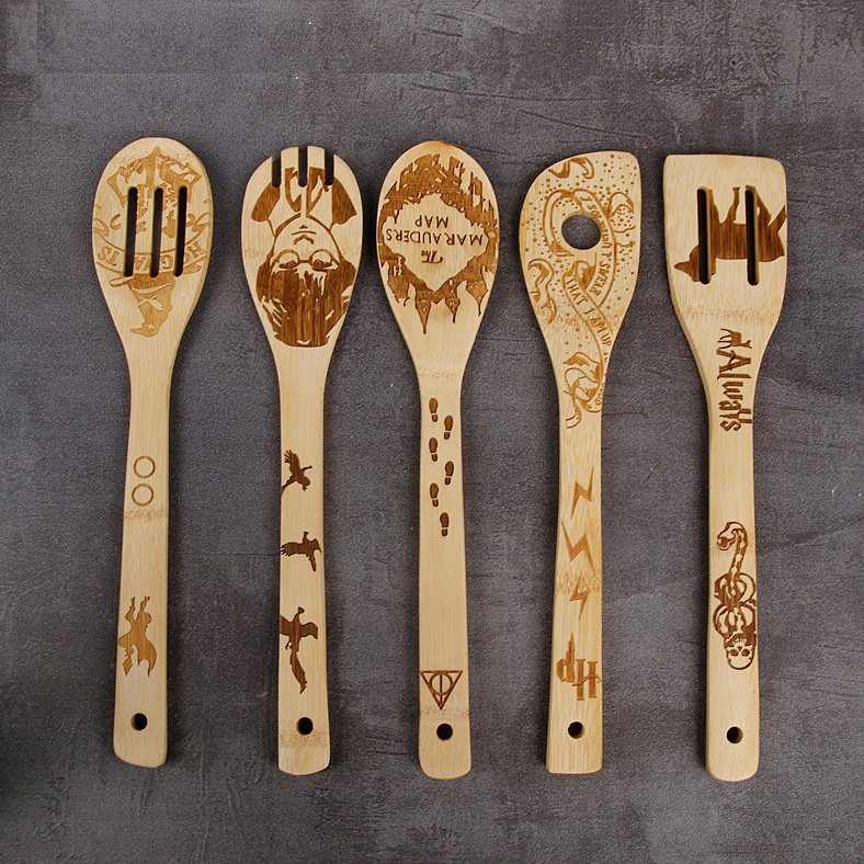 Bamboo Halloween Kitchen Utensils Set