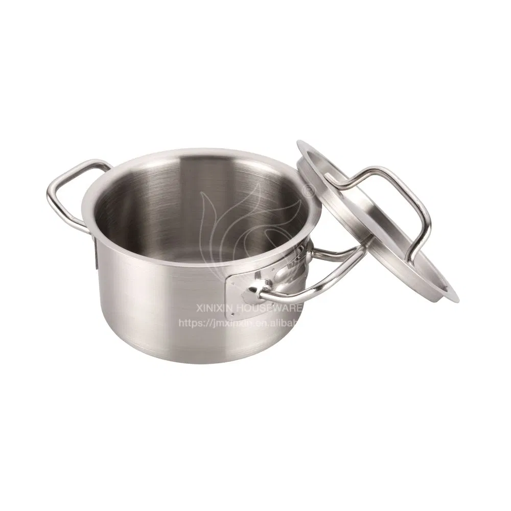 Stainless Steel Commercial Kitchenware with Composite Bottom Metal Soup Pot Buffet