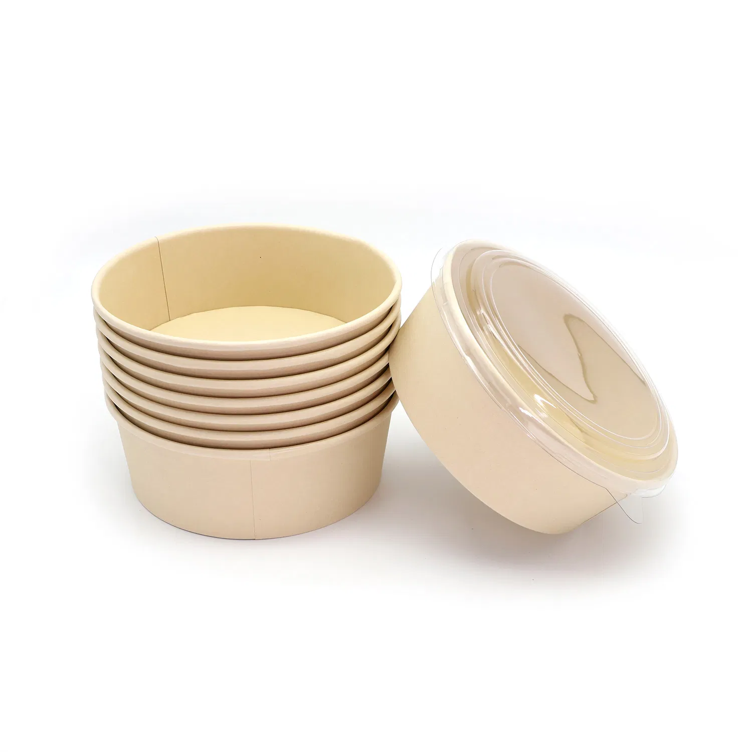 Biodegradable Disposable Bamboo Pulp Paper Salad Bowl with Lid