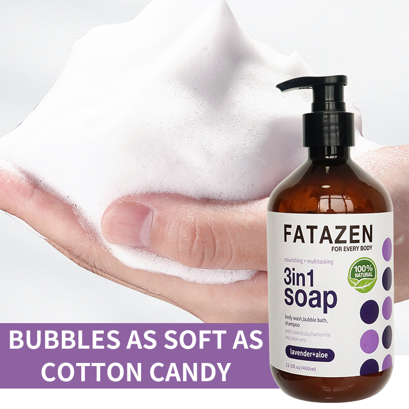 Natural Organic Bath 3-in-1 Soap Cleanser Lavender Aloe Vera Body Shower Gel