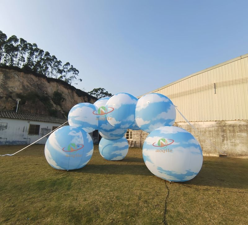 Custom Inflatable Pod Pavilion for Art Exhibition. Giant Inflatable Cloud Balloon with Printing for Events