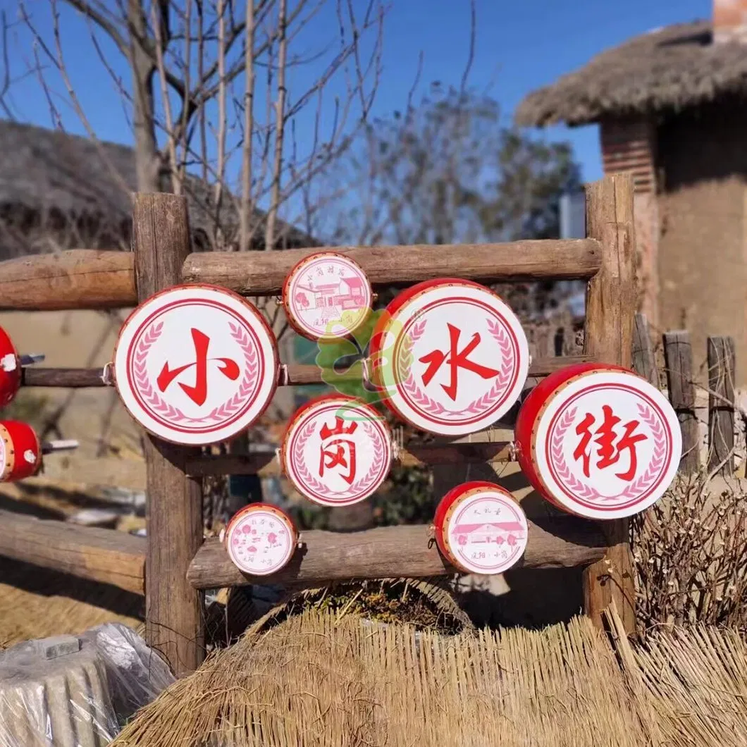 Outdoor Fiberglass Cowhide Drum Shape Anhui Fengyang Xiaogang Village Theme Homestay Sculpture