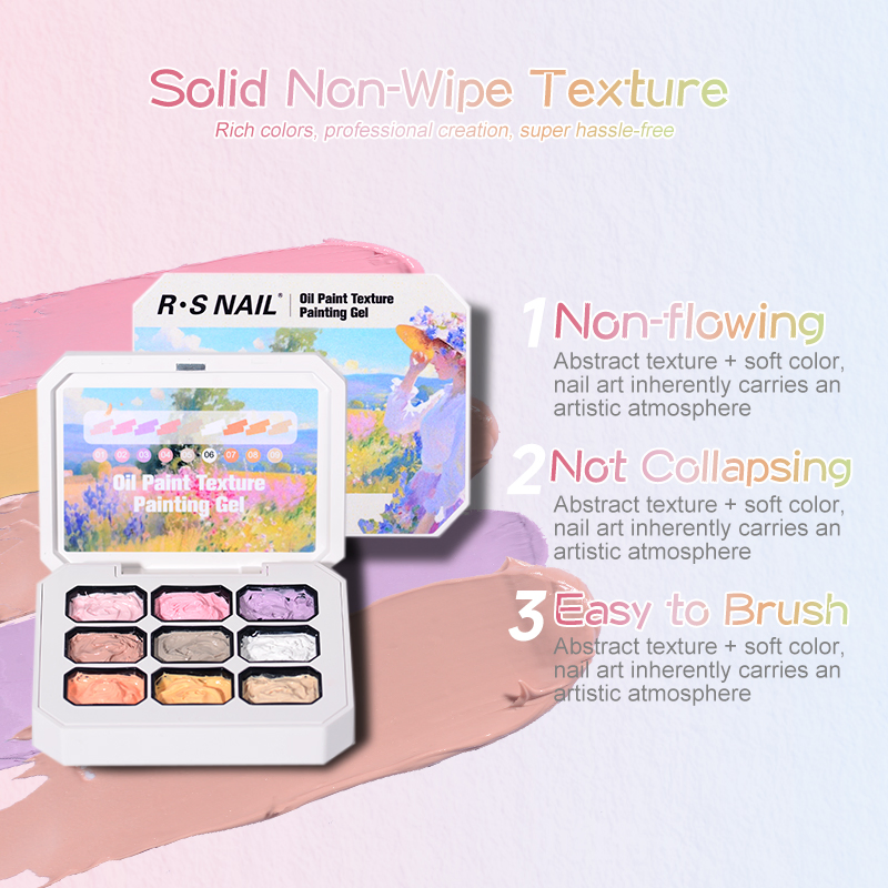 R S Nail High Quality 9 Colors Nine-Grid Macaron Oil Painting Gel Palette Nail Polish Set