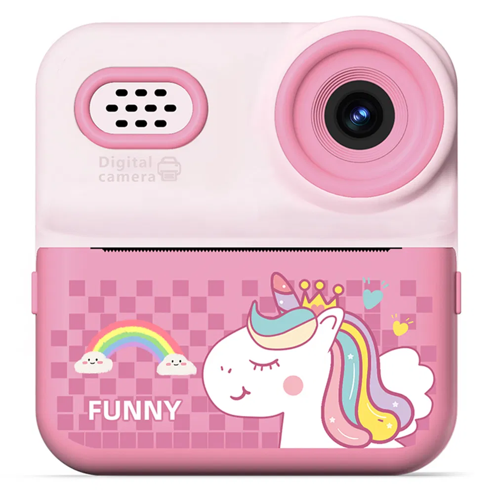 P03 Instant Print Camera for Kids Pattern Print 2.4 Inch HD 1080P Dual Camera with 32g Memory Card+Card Reader - Pink
