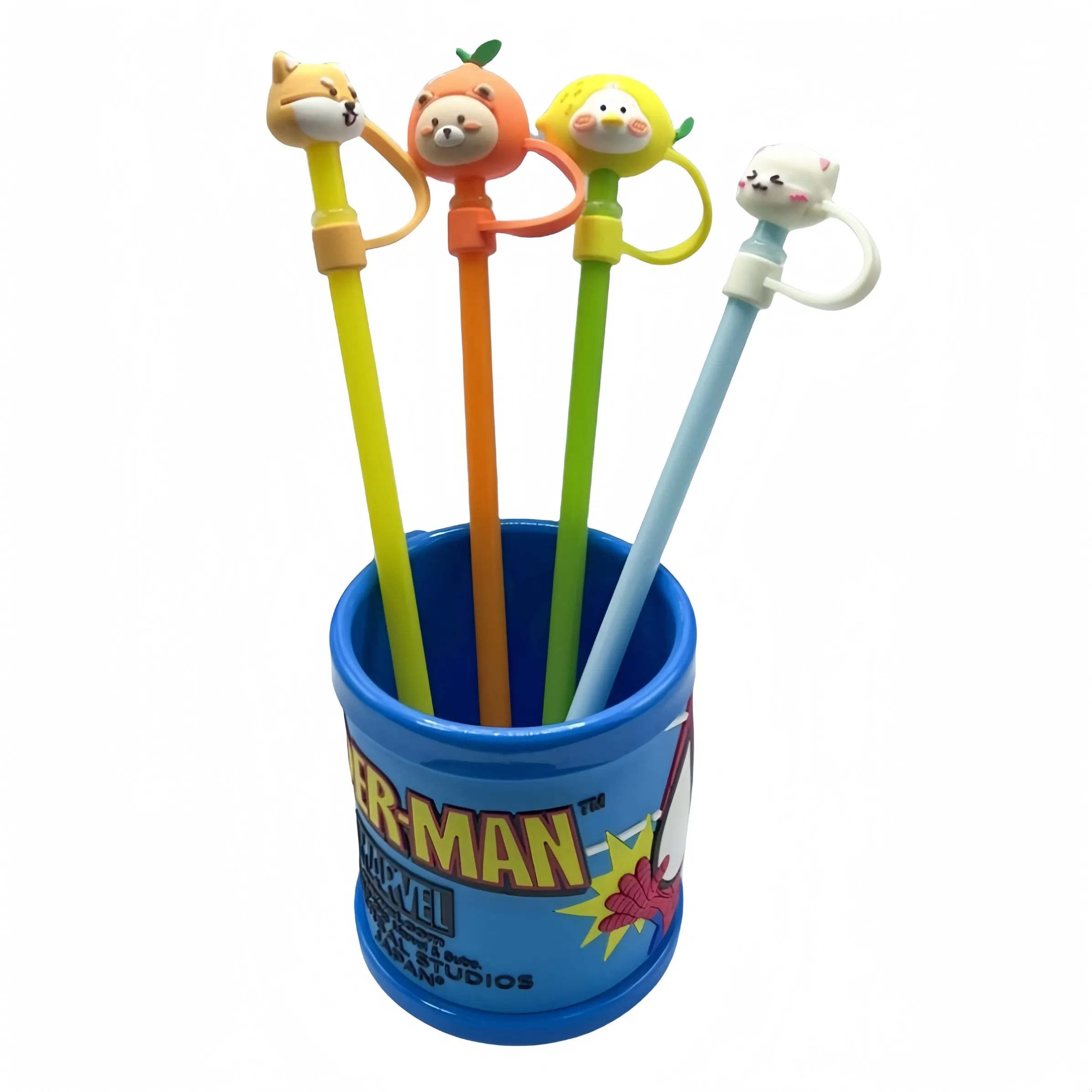 Customization Creative Cartoon Animal Dustproof Silicone Straw Cap Cover