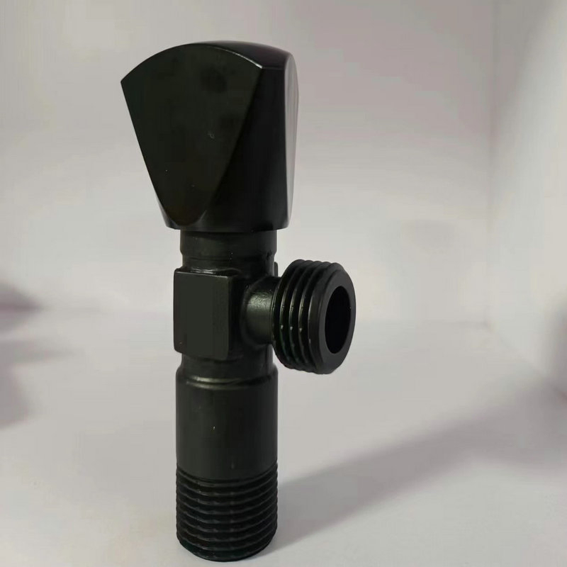 Modern 1/2 Inch Luxury Forged Zinc Manual Angle Valve New Style Kitchen Bathroom Faucet Accessory Black Angle Valve
