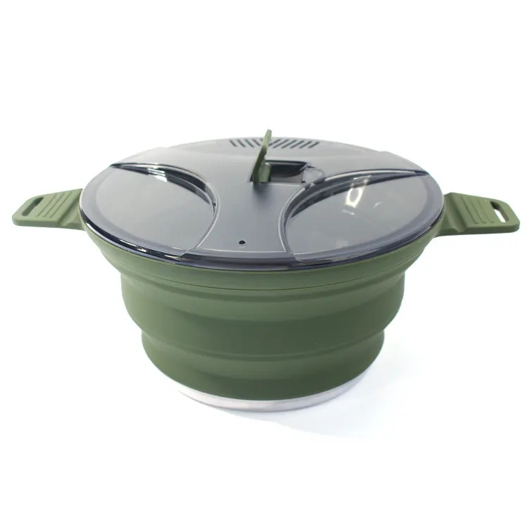 Four Piece Set Silicone Collapsible Camping Cookware Camping Pot Cookware Set for Outdoor