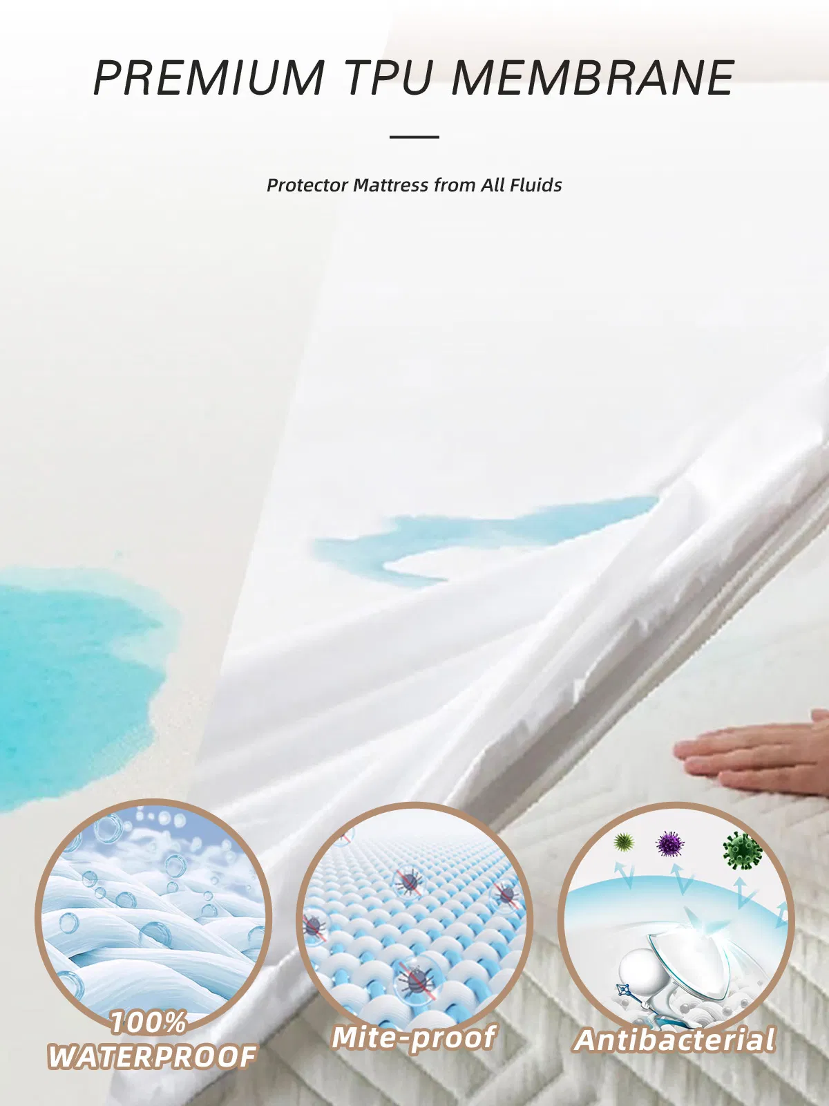Jacquard Fabric Waterproof Mattress Cover Protector with Zipper