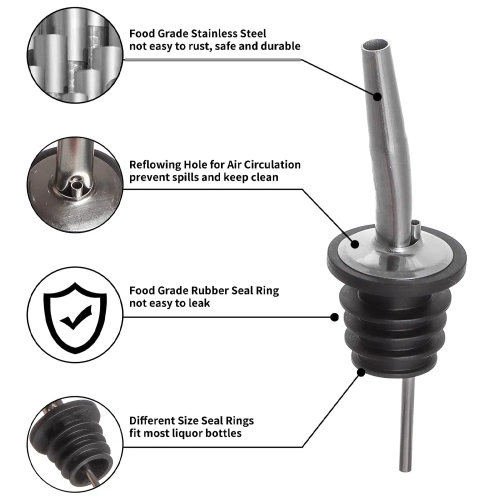 Stainless Steel Whiskey Liquor Bar Cocktail Drink Water Champagne Wine Bottle Pourer