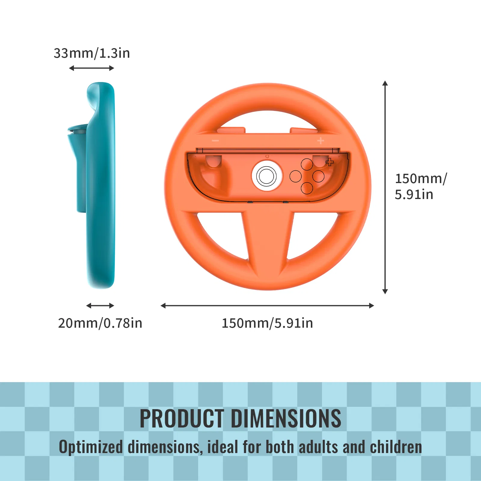 Jys-Ns2261 Blue Orange 2PCS Game Console Left and Right Joy-Con Racing Steering Wheel Controller for Nin-Tendo Switch 2